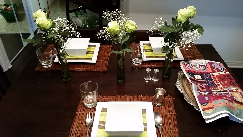table setting - brown:green
