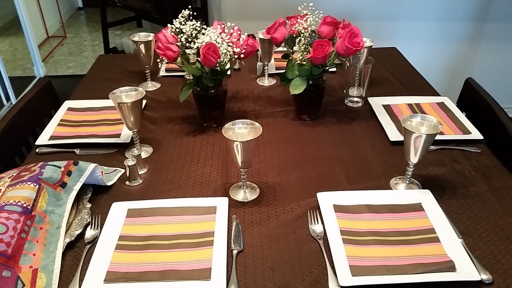 table setting - orange:brown
